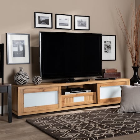 Baxton Studio Gerhardine Modern and Contemporary Oak Brown Finished Wood 1-Drawer TV Stand 190-11998-ZORO